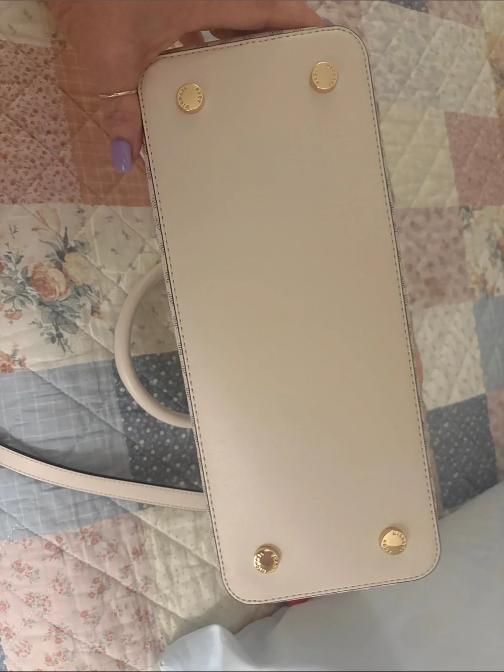 Michael Kors Iconic MK Logo Satchel in Vanilla/Blush